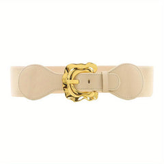 Geometric Wide Belt Elastic Vintage Waistband For Women