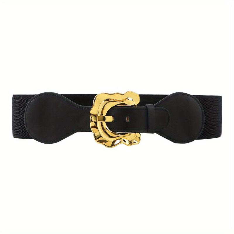 Geometric Wide Belt Elastic Vintage Waistband For Women