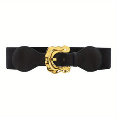Geometric Wide Belt Elastic Vintage Waistband For Women