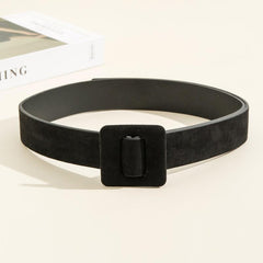 Women Velvet Girdle Woollen Square Buckle Suede PU Belt