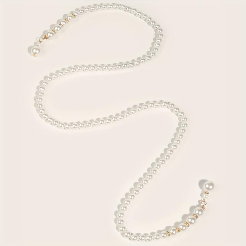Faux Pearl Tassel Waist Chain Adjustable Pendant Chain Belt
