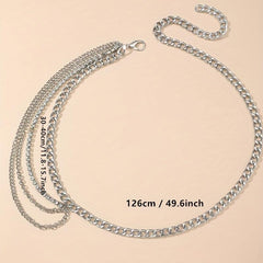 Silvery Layered Metal Waist Chain Hip Hop Metal Chain Belt Dress Girdle