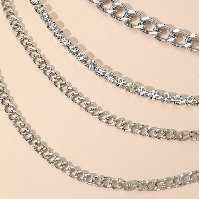 Silvery Layered Metal Waist Chain Hip Hop Metal Chain Belt Dress Girdle