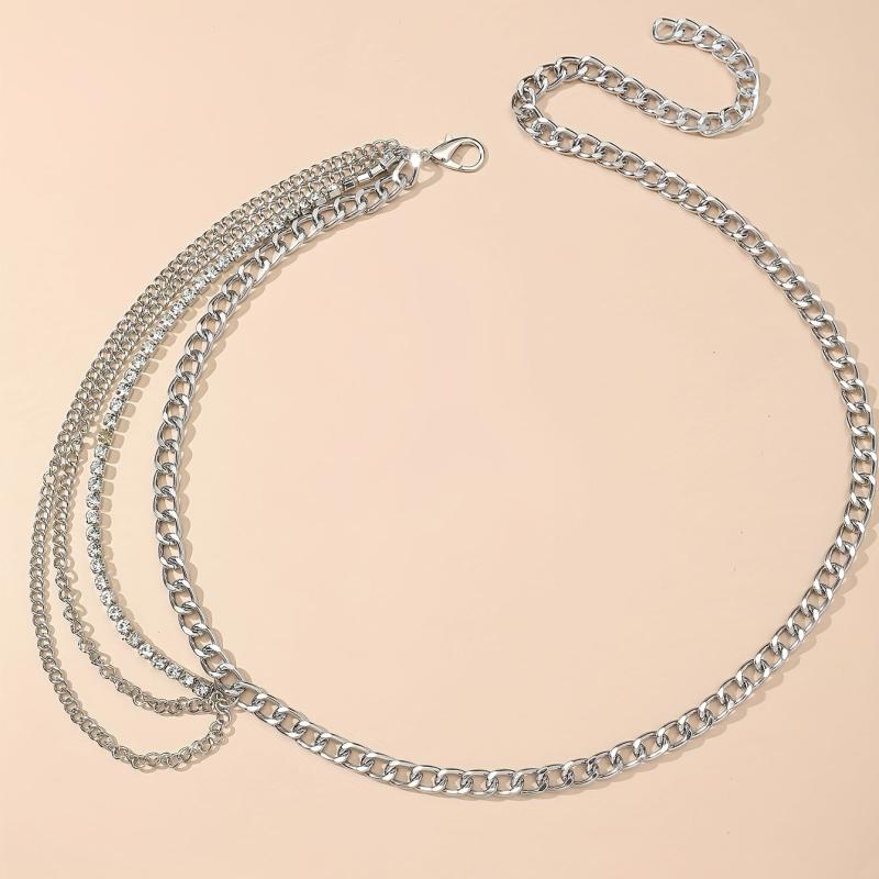 Silvery Layered Metal Waist Chain Hip Hop Metal Chain Belt Dress Girdle