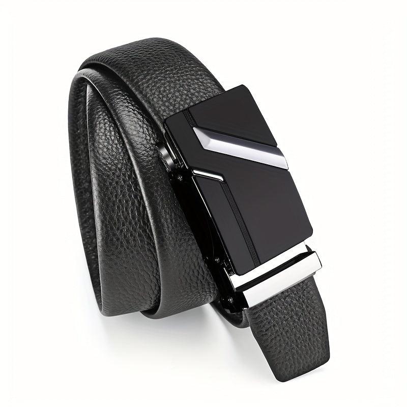 Men's Faux Leather Automatic Buckle Business Belt - 47inch