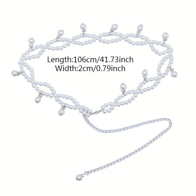 Faux Pearl Pendant Waist Chain Silvery Belly Chain Dress Girdle