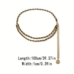 Metal Waist Chain Double Layer Belt Dress Coat Girdle For Women