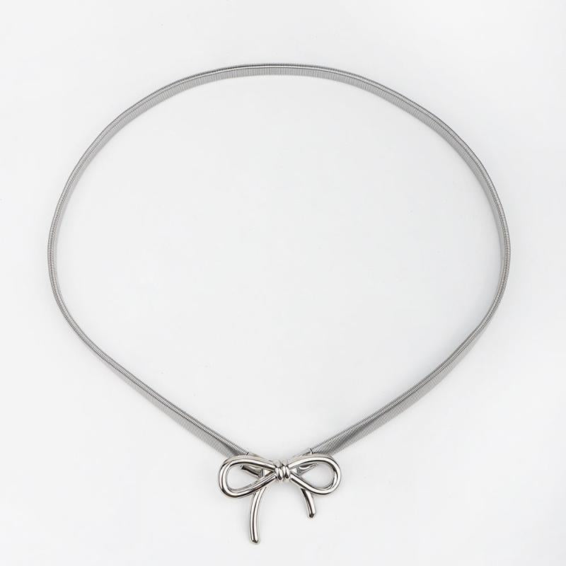 Women Metal Elastic Belt Vintage Thin Waist Belt For Dress Jeans