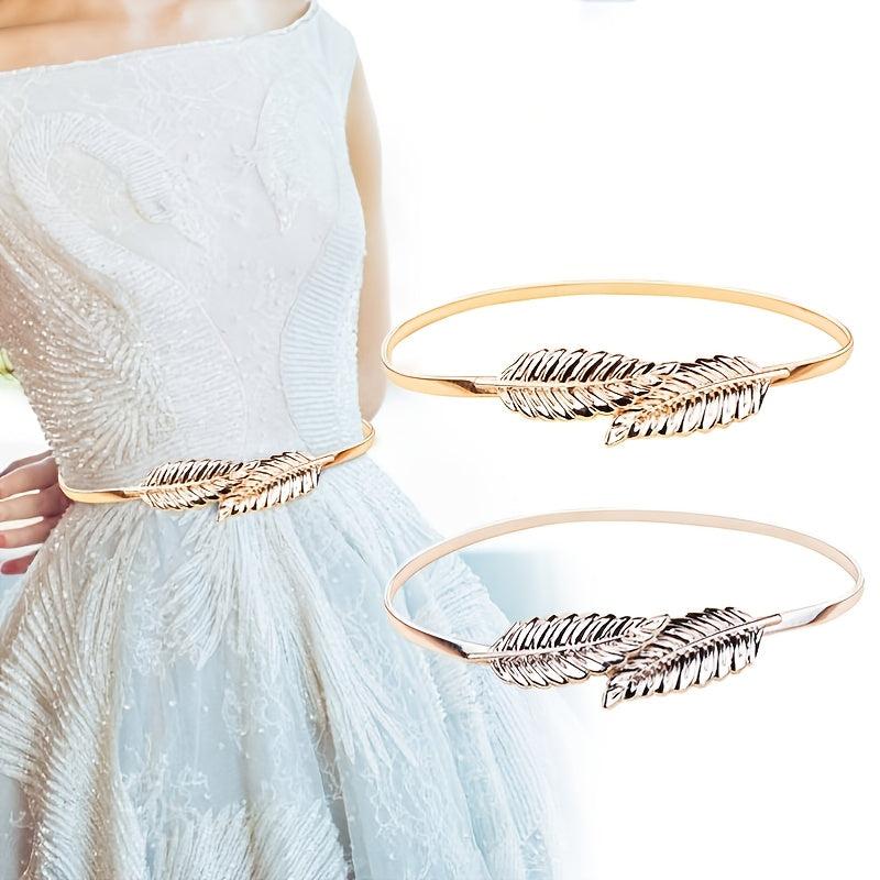 Women Metal Elastic Belt Vintage Thin Waist Belt For Dress Jeans