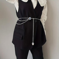Devil's Eye Metal Waist Chain Layered Tassel Waistband for Women