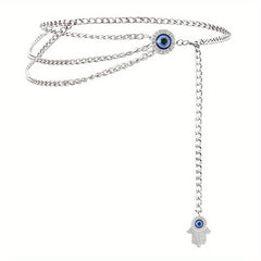 Devil's Eye Metal Waist Chain Layered Tassel Waistband for Women