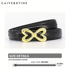 Heart Butterfly Buckle Thin Belt Leather Solid Jeans Pants Belt