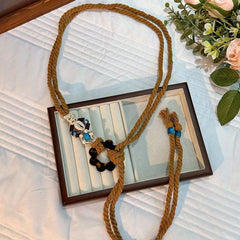 Vintage Flower Buckle Rope Belt Boho Woven Lace Up Waistband