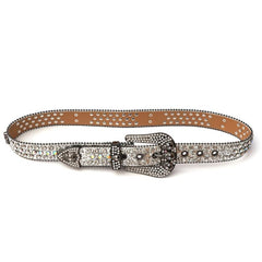 Punk Skull Rhinestone Belt Western Cowgirl Bling Studded PU Leather Y2K