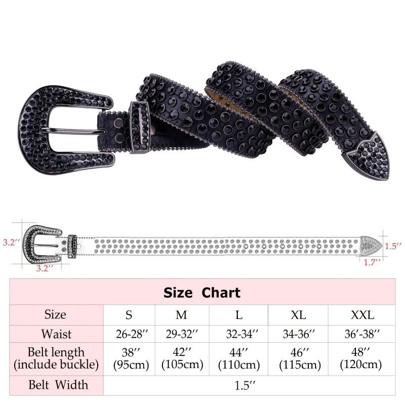 Western Rhinestone Belt Bling Crystal Studded Cowgirl Cowboy Women Men Jeans