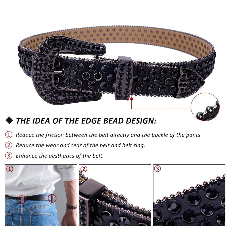 Western Rhinestone Belt Bling Crystal Studded Cowgirl Cowboy Women Men Jeans