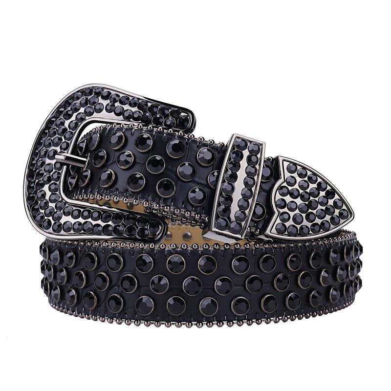 Western Rhinestone Belt Bling Crystal Studded Cowgirl Cowboy Women Men Jeans