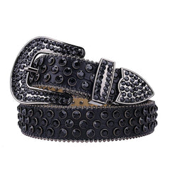 Western Rhinestone Belt Bling Crystal Studded Cowgirl Cowboy Women Men Jeans