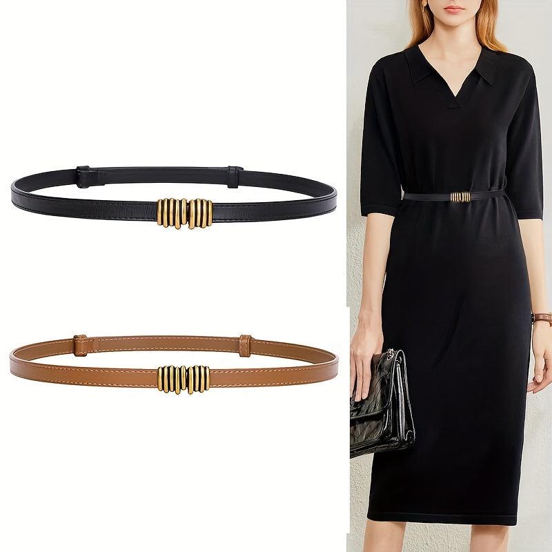 Vintage Striped Buckle Belt Thin Waistband for Women