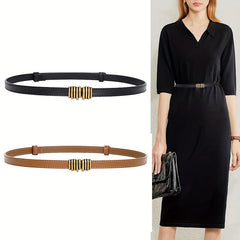 Vintage Striped Buckle Belt Thin Waistband for Women
