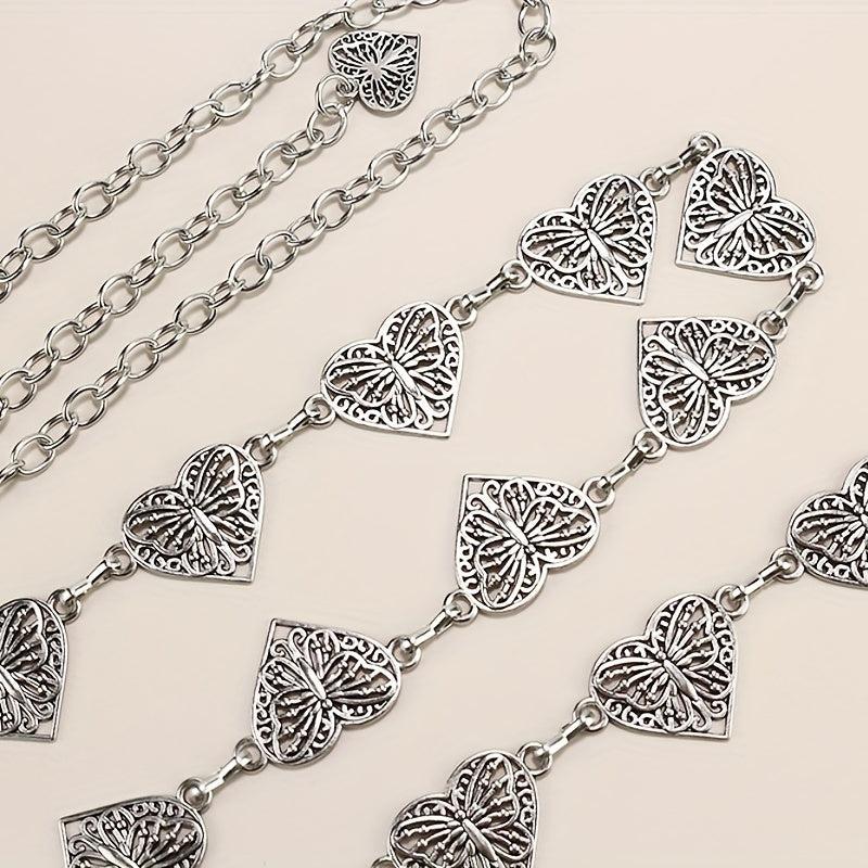 Hollow Out Waist Chain Carved Metal Waistband Dress Girdle for Women