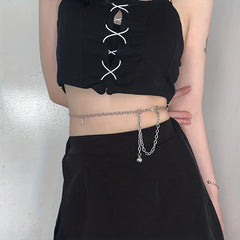 Metal Waist Chain Lock Pendant Silvery Belly Chain Hip Hop Decorative Chain Belt