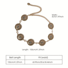 Turquoise Inlaid Waist Chain Western Tassel Belly Chain