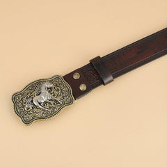 Western Cowboy Vintage Buckle Leather Belt