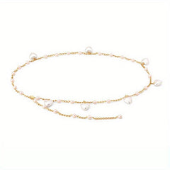 Heart Faux Pearl Waist Chain Pink Pendant Belly Chain Waistband Decoration