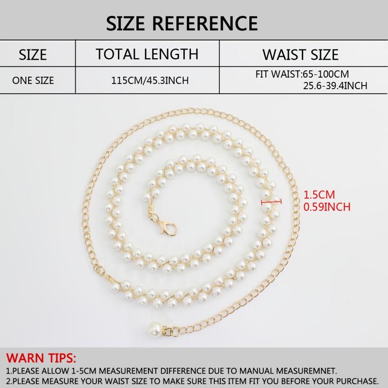 Faux Pearl Waist Chain Dress Pendant Adjustable Belt