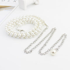 Faux Pearl Waist Chain Dress Pendant Adjustable Belt