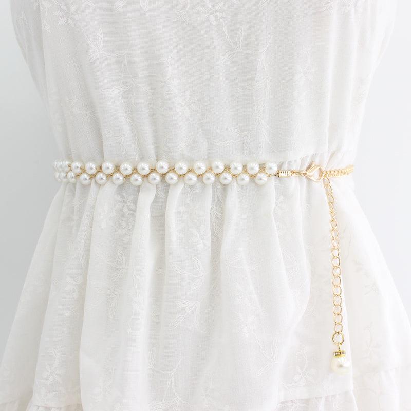 Faux Pearl Waist Chain Dress Pendant Adjustable Belt