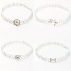 Faux Pearl Elastic Girdle Butterfly Bow Chain Belt