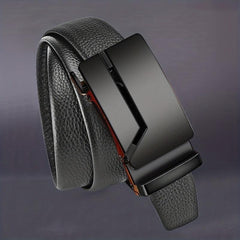 Men's Formal Leather Belt with Automatic Buckle
