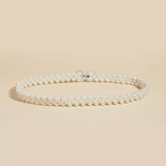 Faux Pearl Waist Chain Elastic Belt Snowflake Buckle Girdle