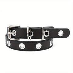 Punk Eyelet PU Leather Belt Unisex Solid Rock Belt For Jeans Dresses