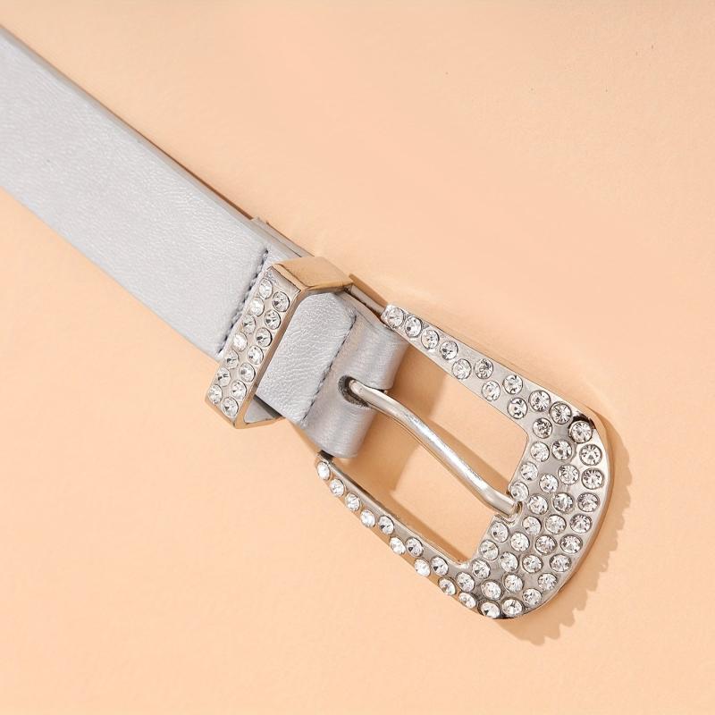 Sparkly PU Leather Belt Y2K Silvery Waistband Unisex Hip Hop