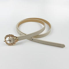 Bowknot Leaf Buckle Thin Belt PU Leather Waist Belt for Women