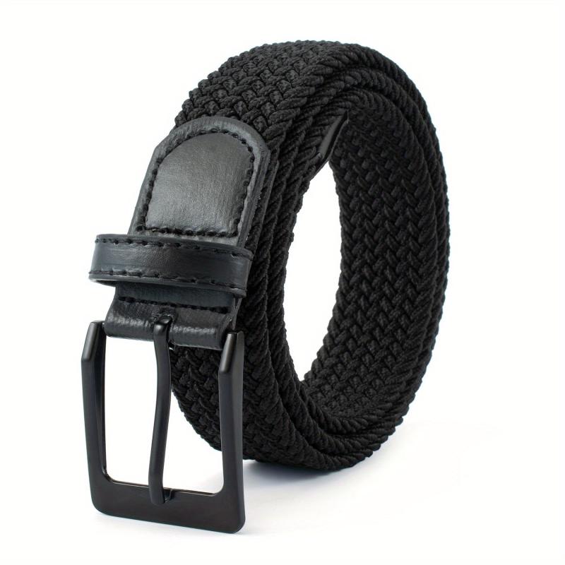 Braided Leather Belt Elastic Alloy Pin Buckle Belt
