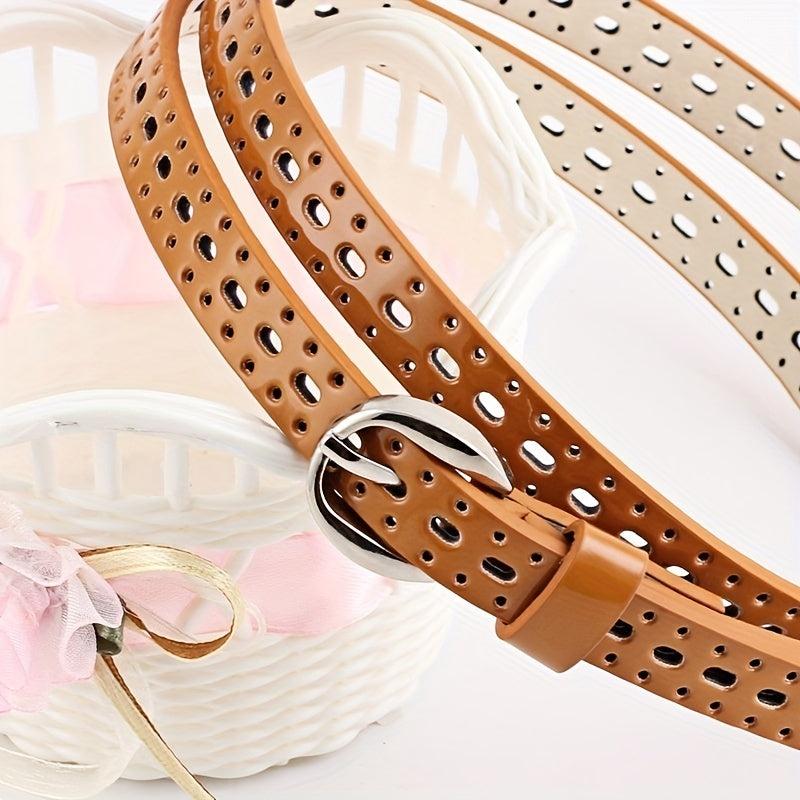 Candy Waist Belts Vintage Hollow PU Leather Belt Pants Jeans Belt For Women