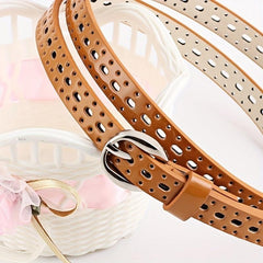 Candy Waist Belts Vintage Hollow PU Leather Belt Pants Jeans Belt For Women