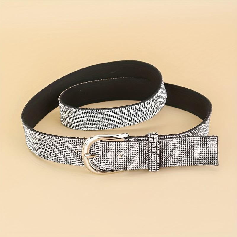 Sparkling Rhinestone Belt Y2K Buckle Jeans Bling Waistband