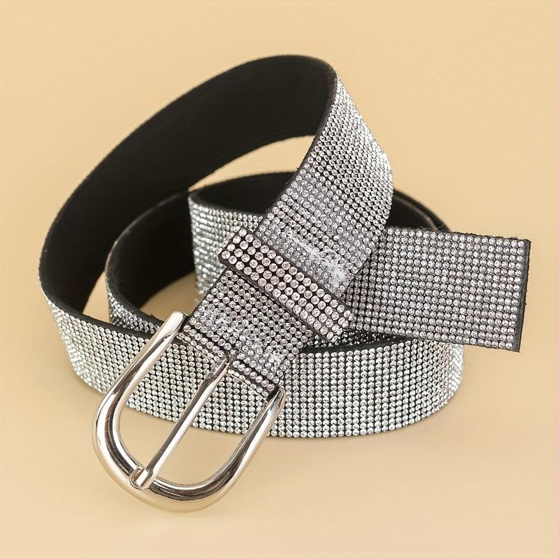 Sparkling Rhinestone Belt Y2K Buckle Jeans Bling Waistband