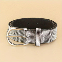 Sparkling Rhinestone Belt Y2K Buckle Jeans Bling Waistband