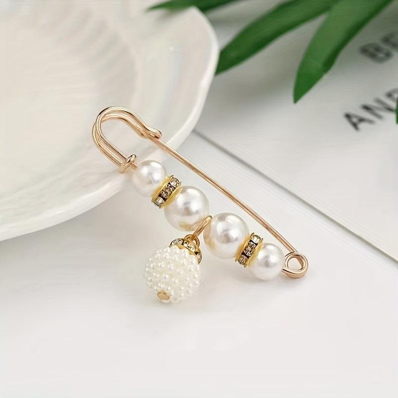 2pcs Pearl Beads Trousers Waist Pin Set Casual Clothes Brooch Accessories