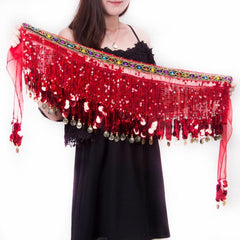 Boho Belly Dance Hip Scarf Long Tassel Gem Belt Indian Dance Girdle
