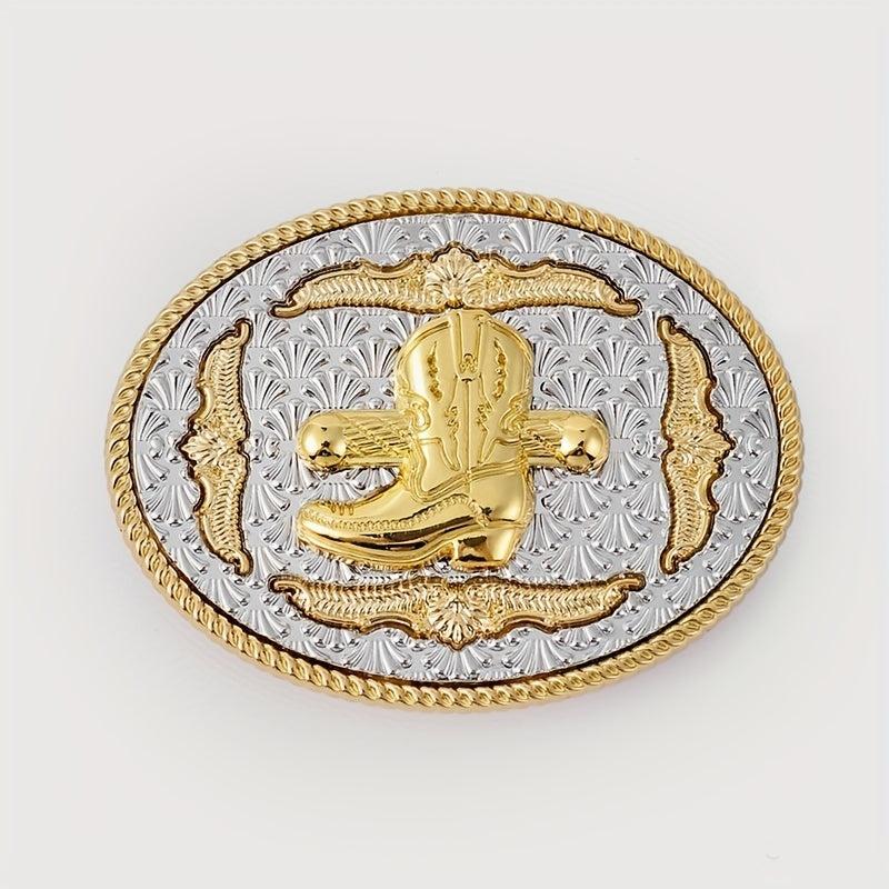 Golden Boot Oval Belt Buckle for Women & Men Western Jeans Accessories