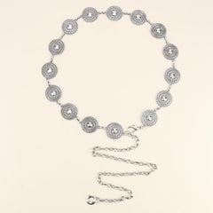 Stylish Hollow Out Waist Chain Silvery Golden Metal Belt