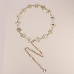 Stylish Hollow Out Waist Chain Silvery Golden Metal Belt