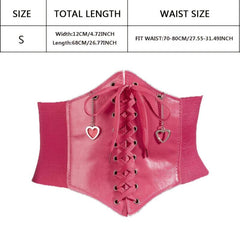 Love Pendant Lace Up Corset Belt Elastic Waistband Wide Belt